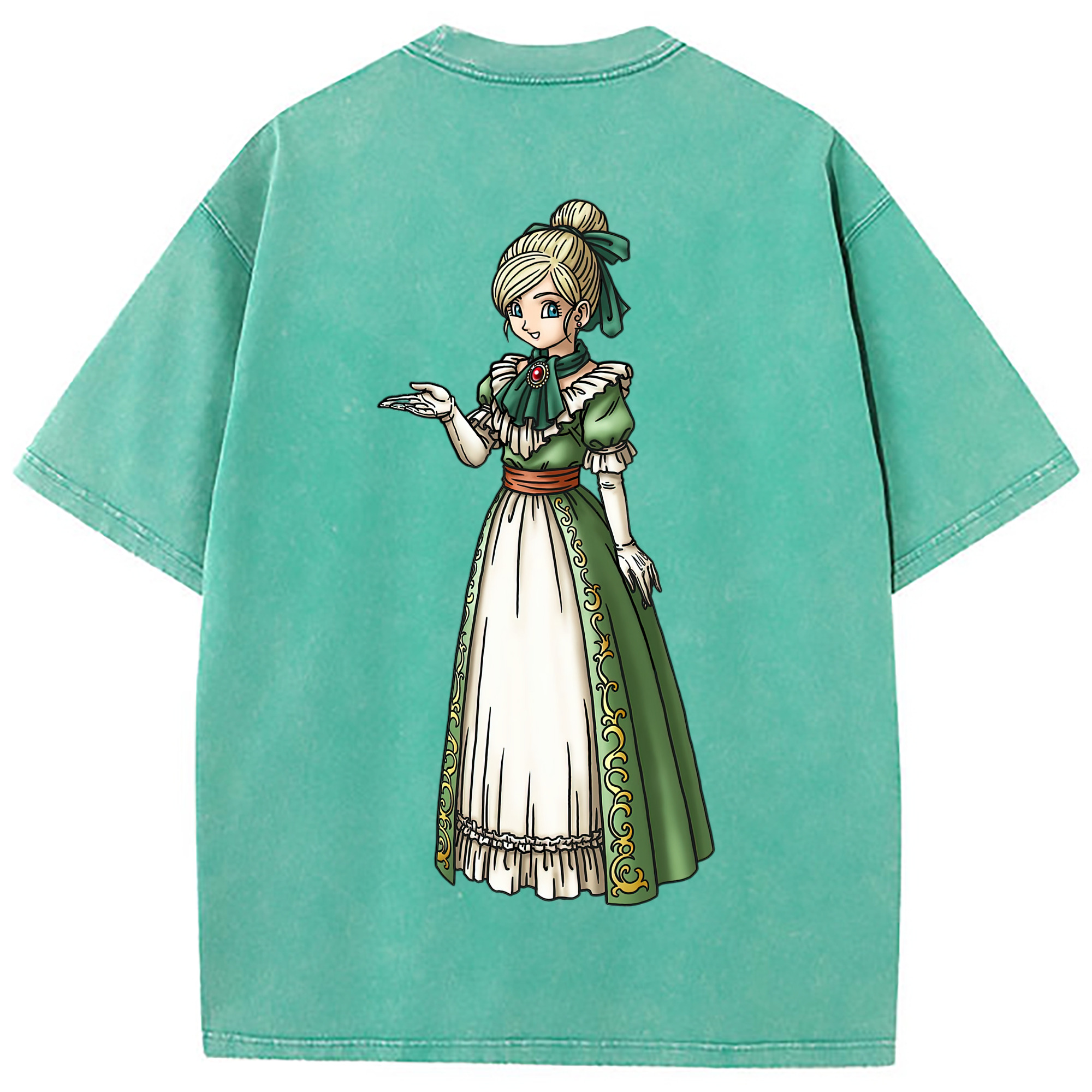 （画像用） ドラゴンクエスト Doragon Kuesuto Dragon Quest 綿100% ヴィンテージ風 半袖Tシャツ（背面プリント）